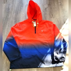 Polo Ralph Lauren Men's Orange Ombre Logo Pullover Jacket Mens Size XXL